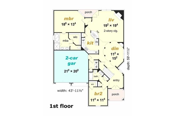 Floor Plan - Main Floor for Traditional House Plan #329-357 - 4 bed, 3 bath