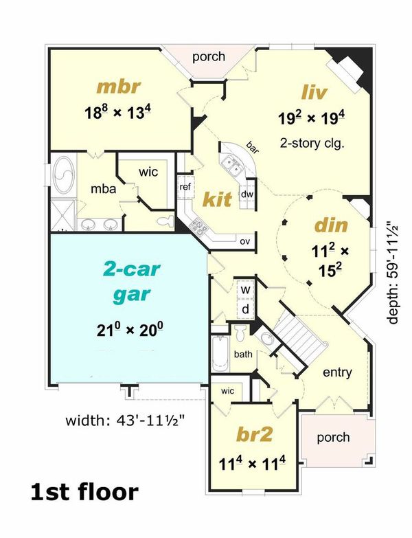 Traditional Floor Plan - Main Floor Plan #329-357