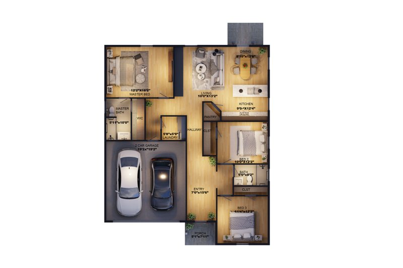 House Plan Design - Floor Plan - Main Floor for Country House Plan #1110-3 - 3 bed, 2 bath