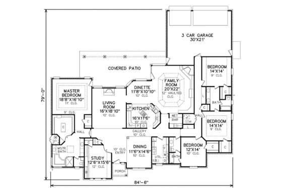 Floor Plan - Main Floor for Traditional House Plan #65-211 - 4 bed, 3 bath