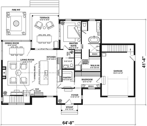 House Blueprint - Modern Floor Plan - Main Floor Plan #23-2840