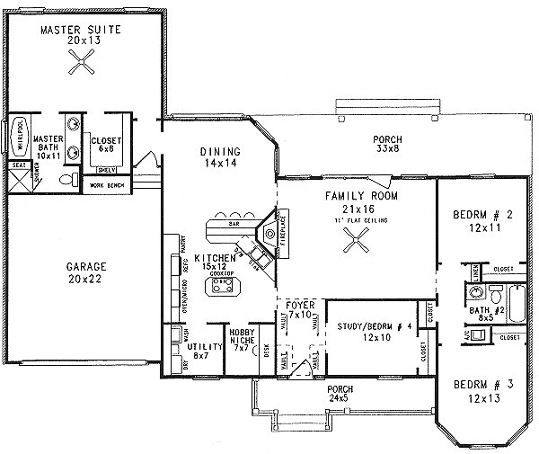 Architectural House Design - European Floor Plan - Main Floor Plan #14-114