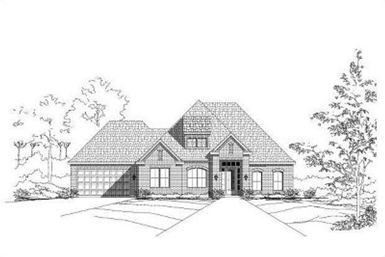 Exterior - Front Elevation for European House Plan #411-456 - 5 bed, 4 bath