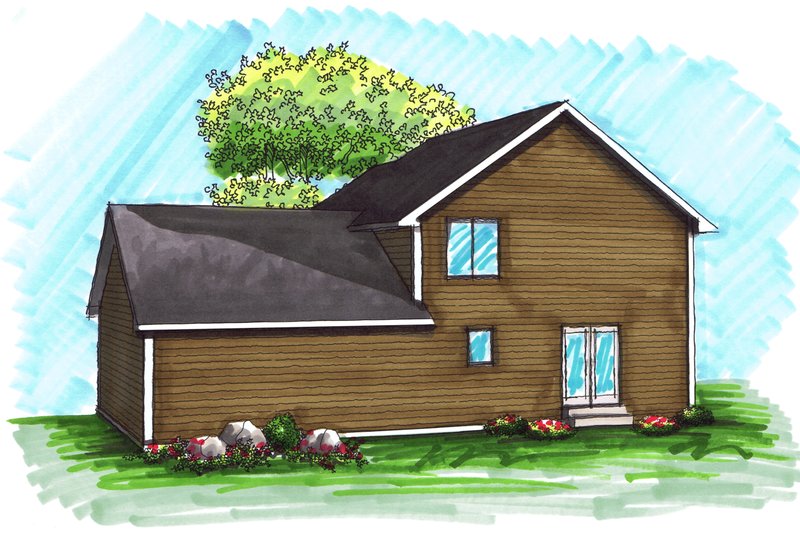 House Plan Design - Exterior - Rear Elevation for Traditional House Plan #70-1028 - 3 bed, 2.5 bath