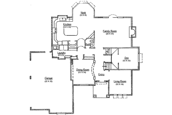 Floor Plan - Main Floor for Traditional House Plan #5-207 - 4 bed, 3.5 bath