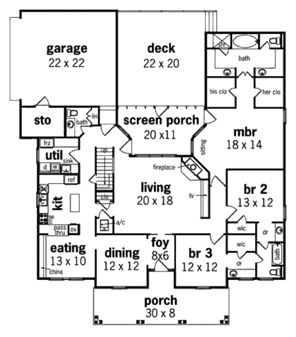 Country Floor Plan - Main Floor Plan #45-147