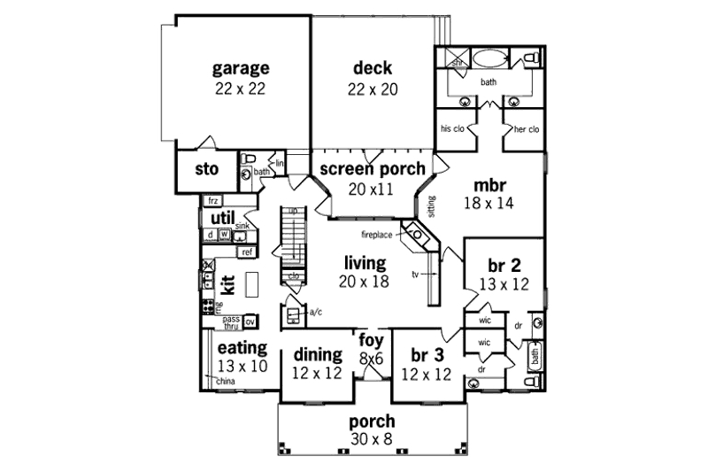 Home Plan - Floor Plan - Main Floor for Country House Plan #45-147 - 3 bed, 2.5 bath