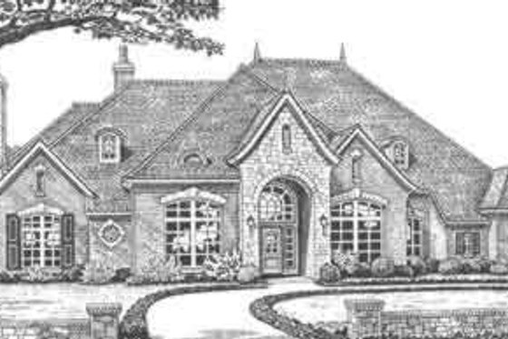 Exterior - Front Elevation for European House Plan #310-335 - 4 bed, 3.5 bath