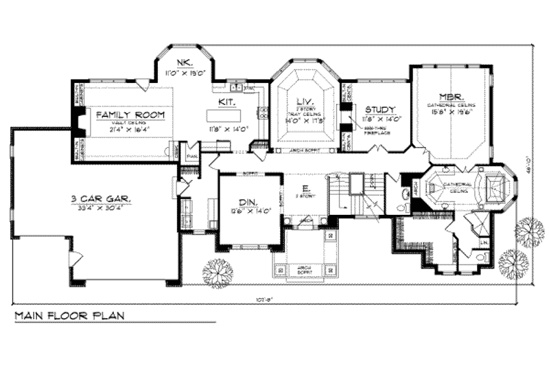 Home Plan - Floor Plan - Main Floor for European House Plan #70-536 - 4 bed, 3.5 bath