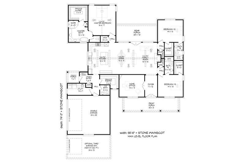 Home Plan - Floor Plan - Main Floor for Farmhouse House Plan #932-1465 - 3 bed, 3.5 bath