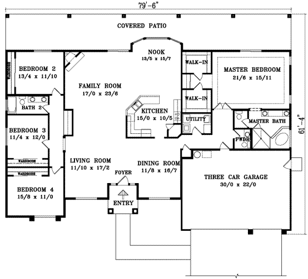 Adobe / Southwestern Floor Plan - Main Floor Plan #1-989