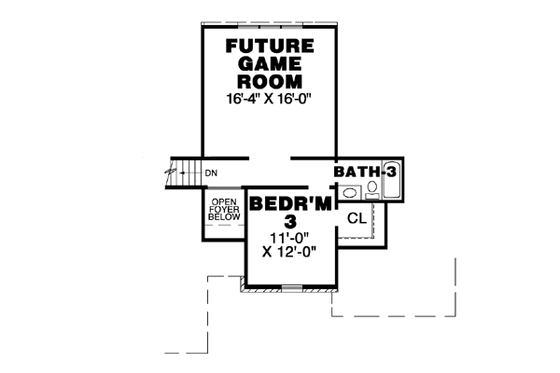 Floor Plan - Upper Floor for Southern House Plan #34-172 - 3 bed, 3 bath