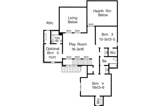 Floor Plan - Upper Floor for European House Plan #15-269 - 4 bed, 3 bath