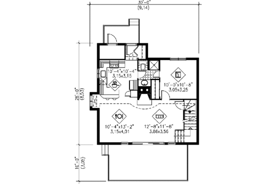 Floor Plan - Main Floor for Contemporary House Plan #25-2299 - 3 bed, 2 bath