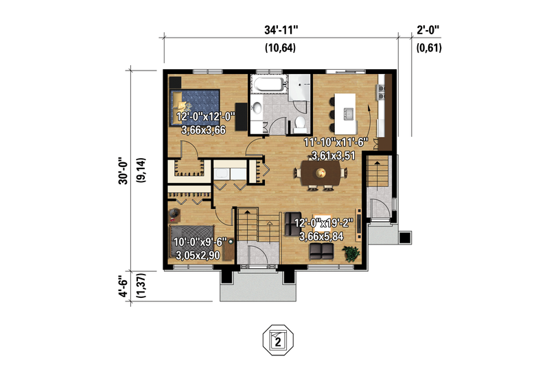 House Design - Floor Plan - Main Floor 1 for Contemporary House Plan #25-4400 - 3 bed, 2 bath