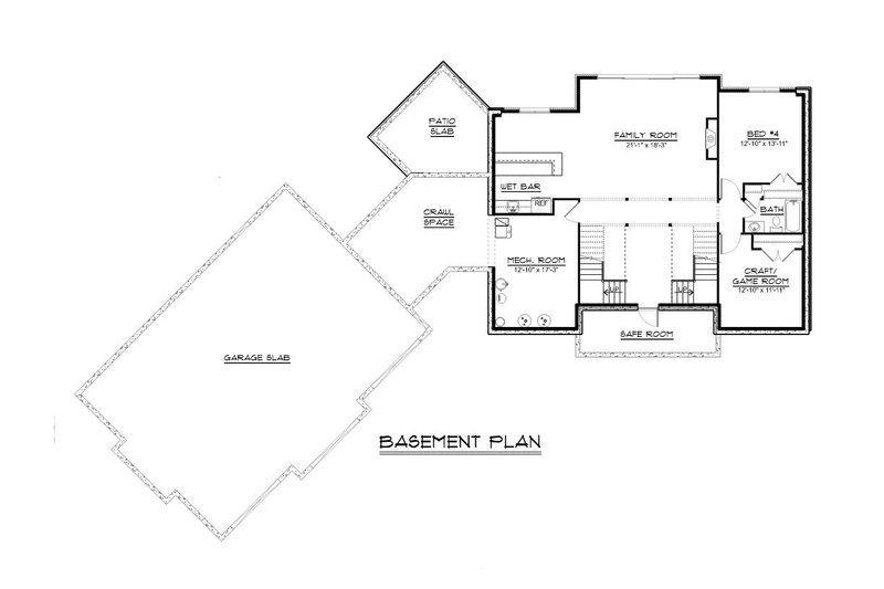 Architectural House Design - Floor Plan - Lower Floor for Craftsman House Plan #1064-346 - 3 bed, 3.5 bath