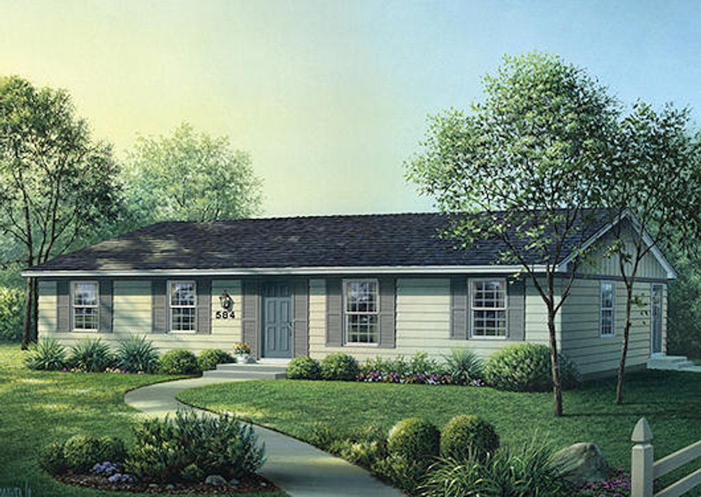 Ranch Style House Plan - 4 Beds 2 Baths 1300 Sq/Ft Plan #57-532