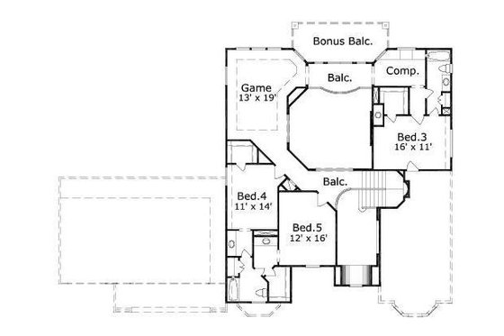 Floor Plan - Upper Floor for European House Plan #411-342 - 5 bed, 4 bath