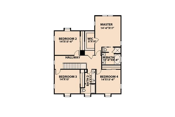 Floor Plan - Upper Floor for Traditional House Plan #515-15 - 4 bed, 3 bath