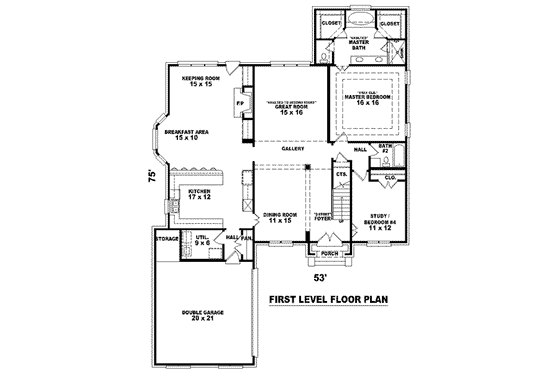 Floor Plan - Main Floor for Colonial House Plan #81-1565 - 3 bed, 3 bath