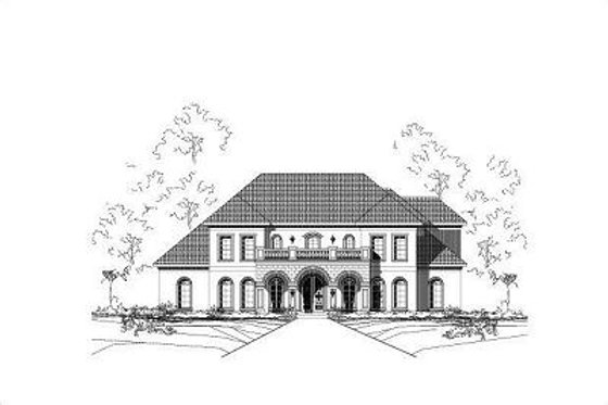 Exterior - Front Elevation for European House Plan #411-536 - 5 bed, 6.5 bath