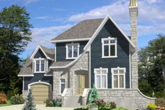 Exterior - Front Elevation for European House Plan #138-120 - 3 bed, 1.5 bath