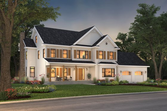 Exterior - Front Elevation 3 for Farmhouse House Plan #497-44 - 3 bed, 2.5 bath