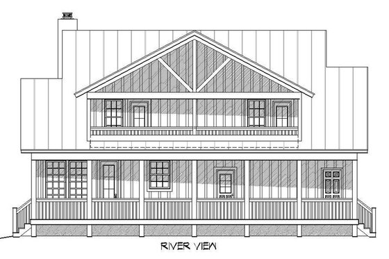 Exterior - Rear Elevation for Country House Plan #932-14 - 3 bed, 3.5 bath