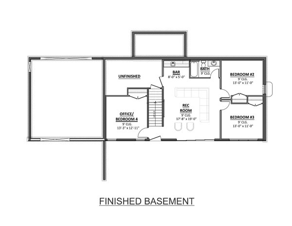 House Design - Floor Plan - Lower Floor for Country House Plan #1089-56 - 4 bed, 3 bath
