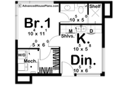 Modern Style House Plan - 1 Beds 1 Baths 373 Sq/Ft Plan #455-355 