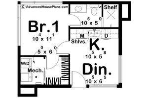 Floor Plan - Main Floor for Modern House Plan #455-355 - 1 bed, 1 bath