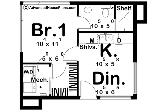 Floor Plan - Main Floor for Modern House Plan #455-355 - 1 bed, 1 bath