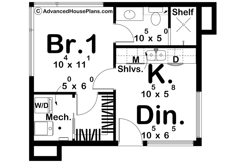 House Design - Floor Plan - Main Floor for Modern House Plan #455-355 - 1 bed, 1 bath