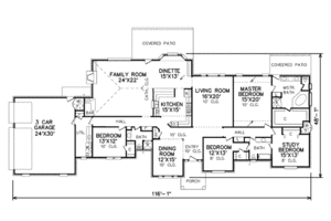 Floor Plan - Main Floor for Traditional House Plan #65-137 - 4 bed, 3 bath