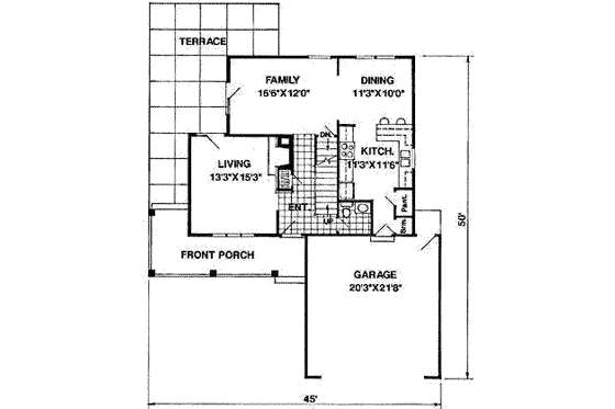 Floor Plan - Main Floor for Traditional House Plan #116-184 - 3 bed, 2.5 bath