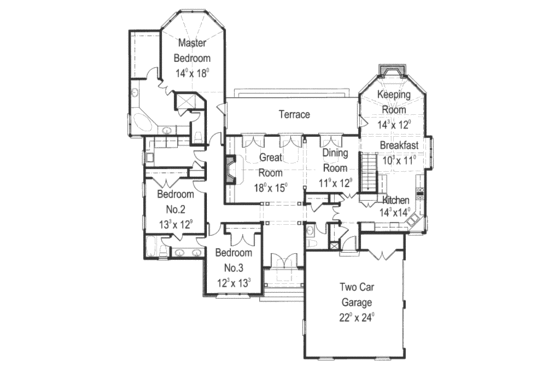 Floor Plan - Main Floor for European House Plan #429-37 - 3 bed, 2.5 bath