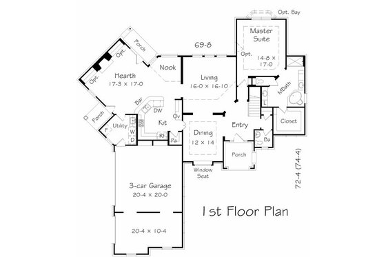 Floor Plan - Main Floor House Plan #329-382 - 4 bed, 2.5 bath
