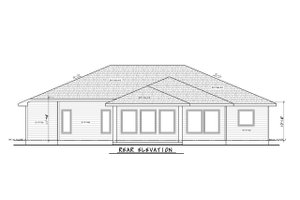 Exterior - Rear Elevation for Ranch House Plan #20-2509 - 4 bed, 2 bath