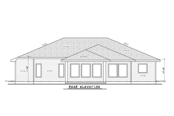 Exterior - Rear Elevation for Ranch House Plan #20-2509 - 4 bed, 2 bath