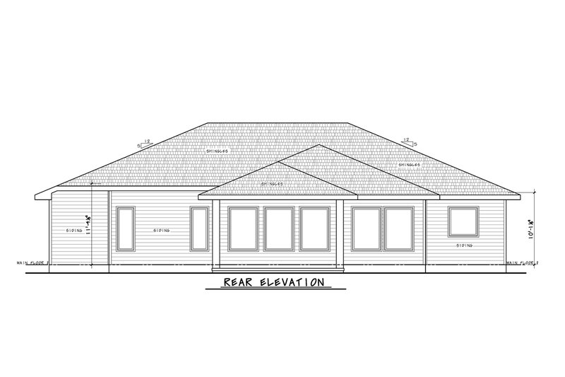Architectural House Design - Exterior - Rear Elevation for Ranch House Plan #20-2509 - 4 bed, 2 bath