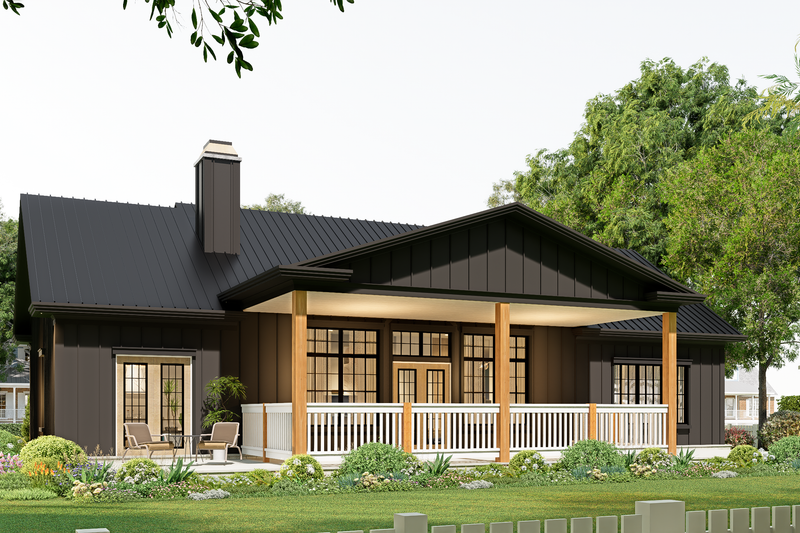 Architectural House Design - Exterior - Front Elevation 5 for Farmhouse House Plan #54-677 - 3 bed, 2 bath