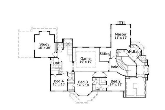 Floor Plan - Upper Floor for European House Plan #411-571 - 4 bed, 4.5 bath