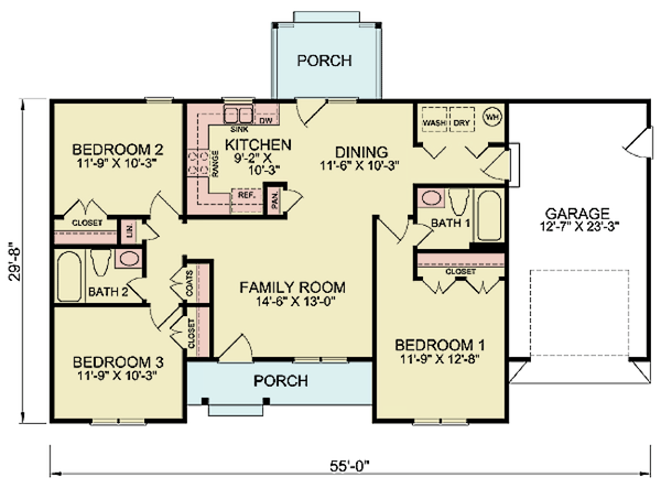 House Blueprint - Traditional Floor Plan - Main Floor Plan #54-615