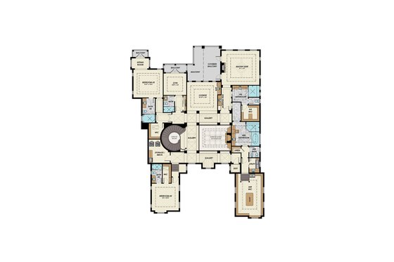 Floor Plan - Upper Floor for Mediterranean House Plan #548-19 - 4 bed, 6.5 bath