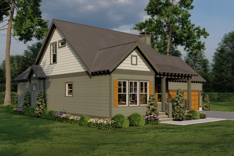 House Blueprint - Exterior - Front Elevation 3 for Country House Plan #17-3449 - 2 bed, 2 bath