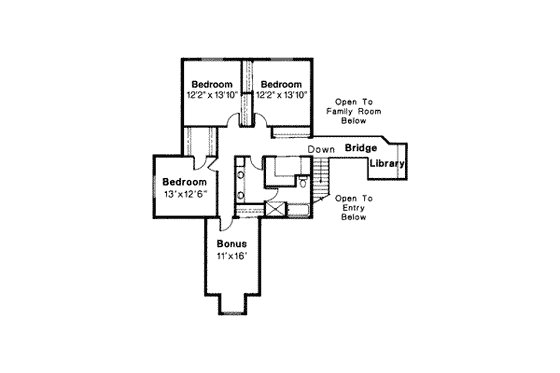 Floor Plan - Upper Floor for Traditional House Plan #124-108 - 5 bed, 3 bath