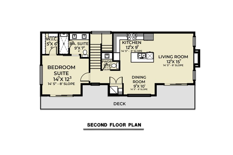 House Blueprint - Floor Plan - Lower Floor for Contemporary House Plan #1070-237 - 2 bed, 2.5 bath