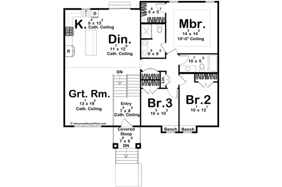 Floor Plan - Main Floor for Traditional House Plan #455-602 - 3 bed, 2.5 bath