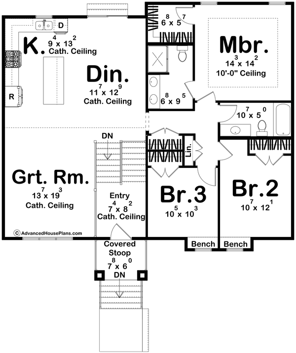 House Blueprint - Traditional Floor Plan - Main Floor Plan #455-602