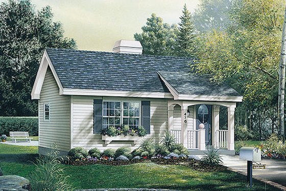 Exterior - Front Elevation 3 for Cottage House Plan #57-267 - 1 bed, 1 bath